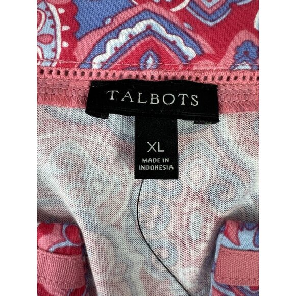 Talbots NEW Tunic Blouse PINK Geometric Long Bell Sleeve Sz XL Light Peasant - Picture 11 of 13